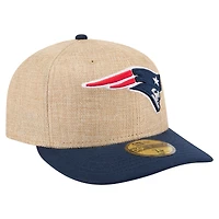 Men's New Era  Natural/Navy England Patriots Pre-Curved Twine 59FIFTY Fitted Hat
