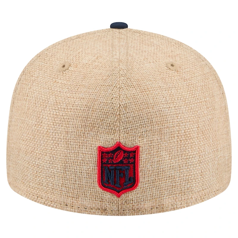 Men's New Era  Natural/Navy England Patriots Pre-Curved Twine 59FIFTY Fitted Hat