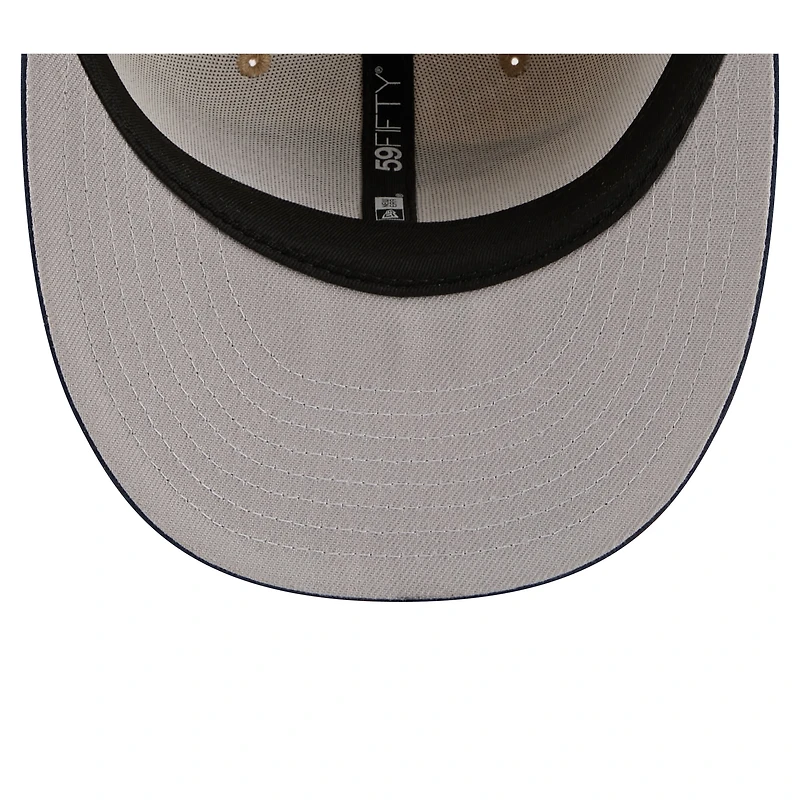 Men's New Era  Natural/Navy England Patriots Pre-Curved Twine 59FIFTY Fitted Hat