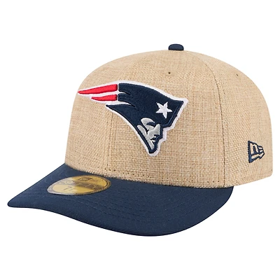 Men's New Era Natural/Navy England Patriots Pre-Curved Twine 59FIFTY Fitted Hat
