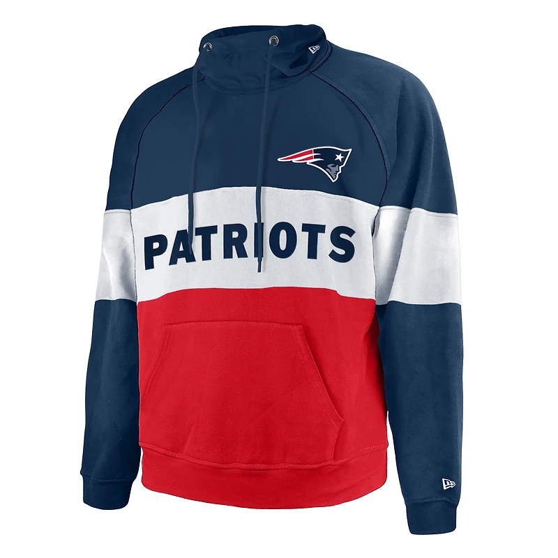 Chandail à capuchon raglan New Era bleu marine/rouge England Patriots Big & Tall Current Team en molleton blocs de couleurs pour homme