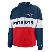 Chandail à capuchon raglan New Era bleu marine/rouge England Patriots Big & Tall Current Team en molleton blocs de couleurs pour homme