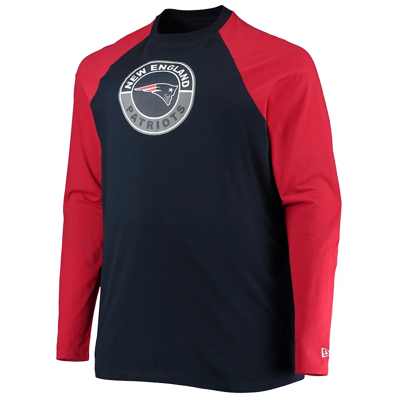 Men's New Era Navy/Red England Patriots Big & Tall League Raglan Long Sleeve T-Shirt