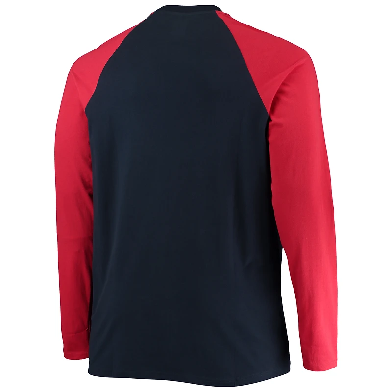 Men's New Era Navy/Red England Patriots Big & Tall League Raglan Long Sleeve T-Shirt