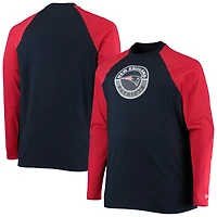 T-shirt à manches longues New Era pour homme England Patriots Tailles Big & Tall League raglan bleu marine/rouge