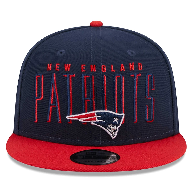 Casquette Snapback 9FIFTY New England Patriots Headline New Era pour hommes, bleu marine/rouge