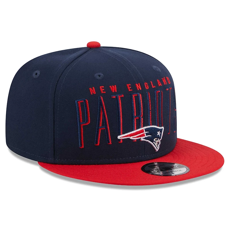 Casquette Snapback 9FIFTY New England Patriots Headline New Era pour hommes, bleu marine/rouge