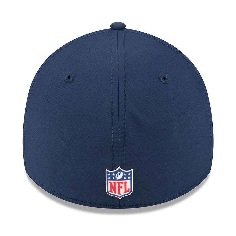Casquette New Era 39THIRTY Flex bleu marine England Patriots 2025 Sideline pour homme