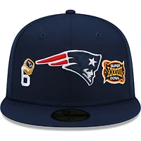 Men's New Era Navy England Patriots 6x Super Bowl Champions Count The Rings - Fitted Hat
