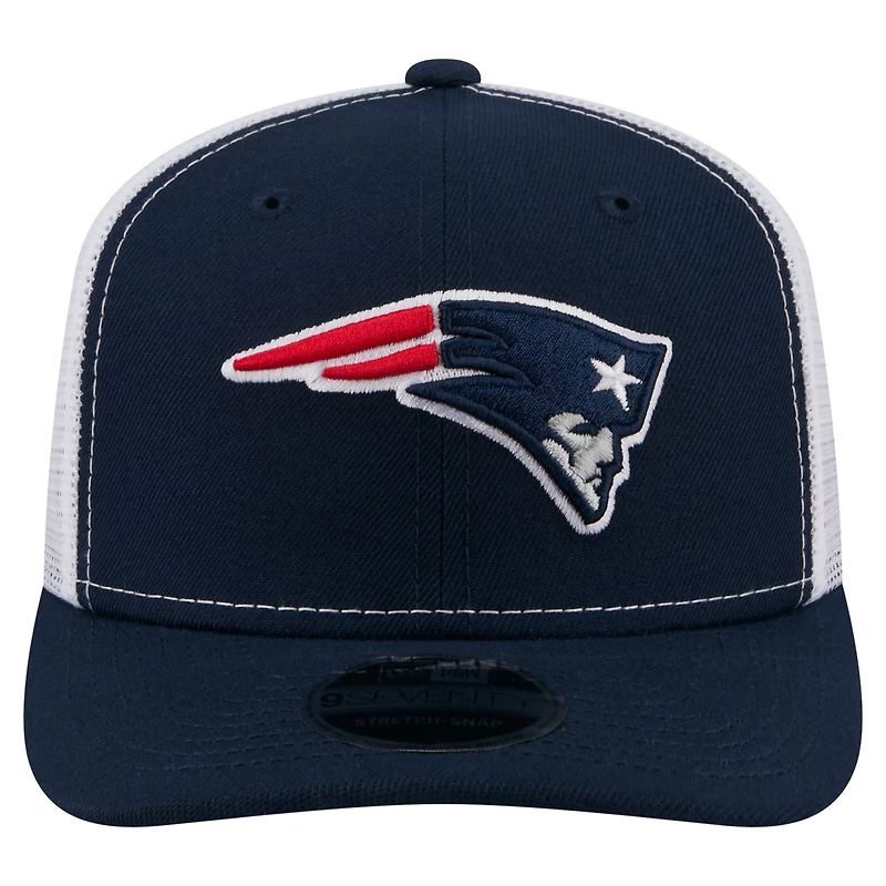 Casquette trucker ajustable New Era 9SEVENTY bleu marine pour homme, New England Patriots