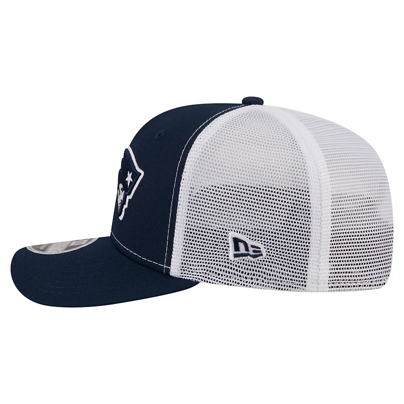 Casquette trucker ajustable New Era 9SEVENTY bleu marine pour homme, New England Patriots