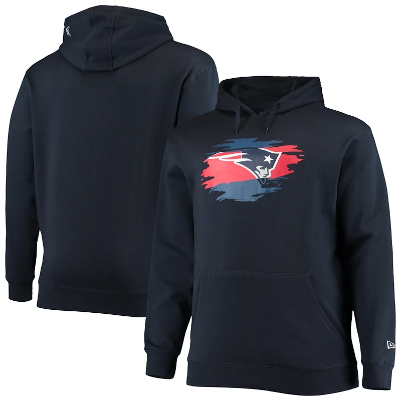 Sweat à capuche et logo principal Big & Tall des Patriots de la Nouvelle-Angleterre New Era bleu marine pour homme