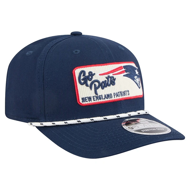 Casquette extensible à pression New Era bleu marine New England Patriots Chant 9SEVENTY pour homme