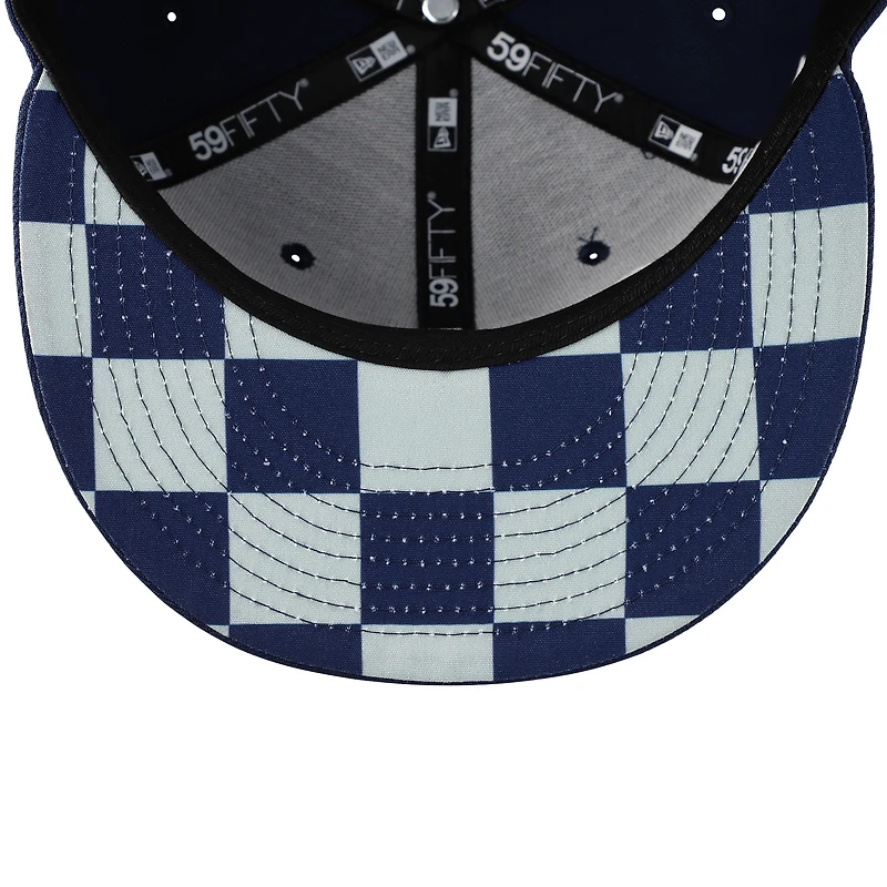 Casquette ajustée 59FIFTY à carreaux New Era England Patriots pour hommes, bleu marine
