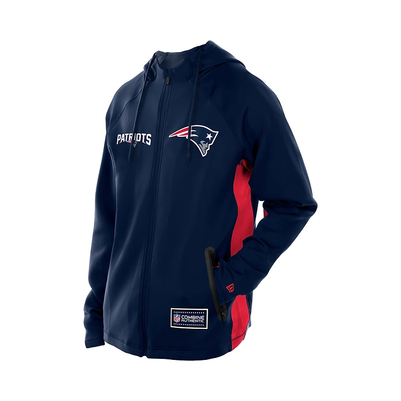 Men's New Era  Navy England Patriots Combine Authentic Raglan Scuba Full-Zip Hoodie