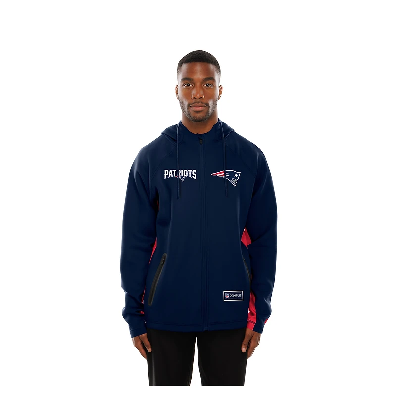 Men's New Era  Navy England Patriots Combine Authentic Raglan Scuba Full-Zip Hoodie