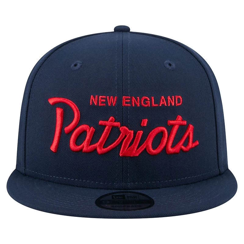 Men's New Era  Navy New England Patriots Core Team Script 9FIFTY Snapback Hat