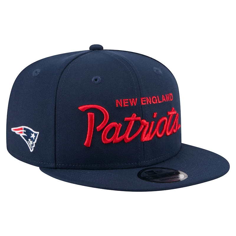 Casquette snapback New Era 9FIFTY pour homme, bleu marine, New England Patriots Core Team Script