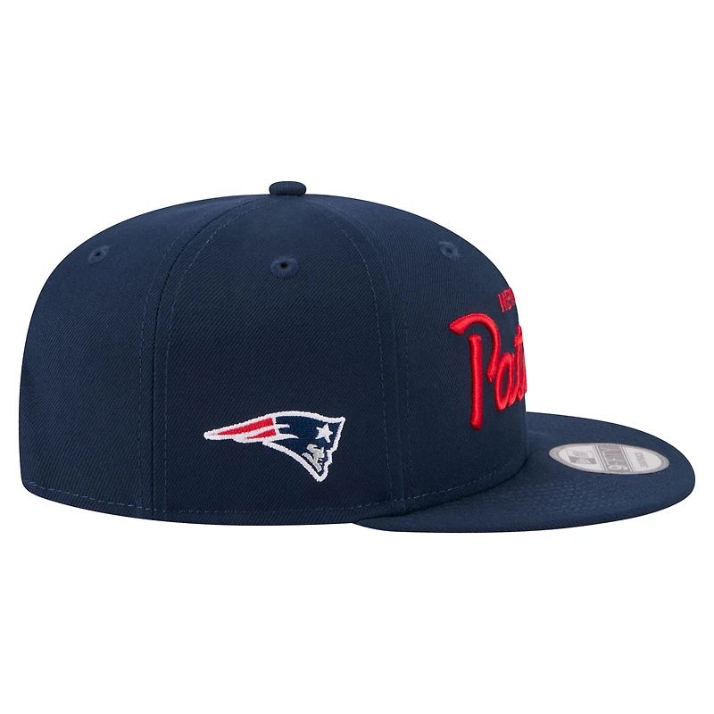 Men's New Era  Navy New England Patriots Core Team Script 9FIFTY Snapback Hat