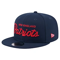 Casquette snapback New Era 9FIFTY pour homme, bleu marine, New England Patriots Core Team Script