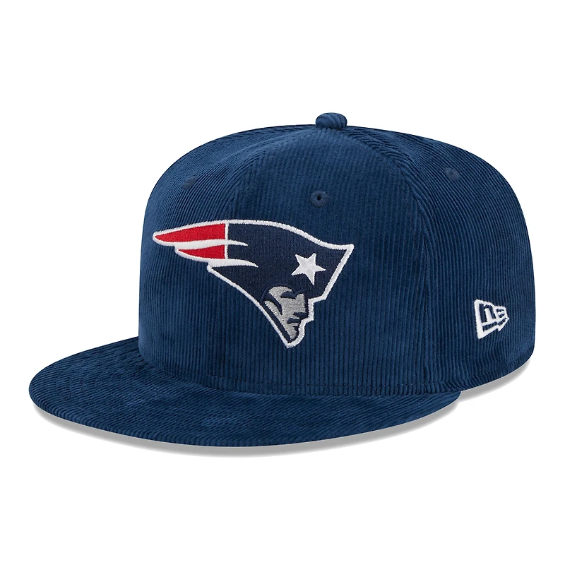 Casquette ajustée 59FIFTY bleu marine New England Patriots Throwback Cord pour hommes