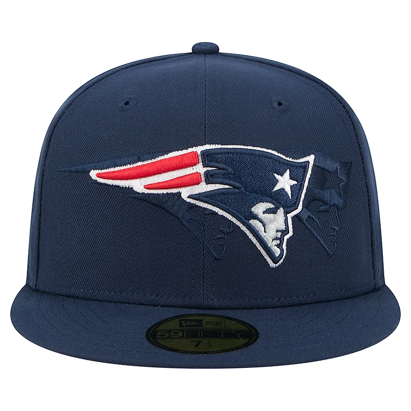 Casquette ajustée New Era bleu marine England Patriots Tri-Hit 59FIFTY pour homme