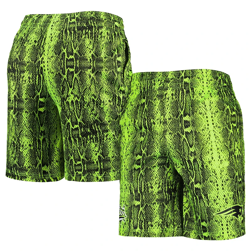 Men's New Era Neon Green England Patriots Summer Pop Shorts