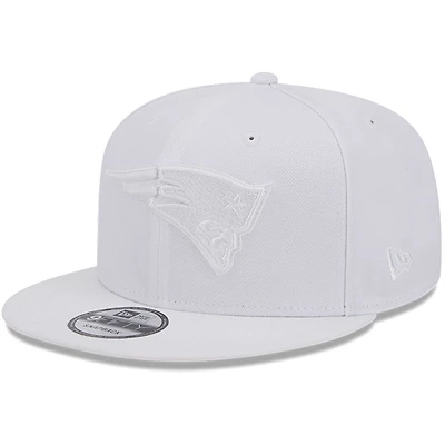 Casquette Snapback 9FIFTY Main Blanc sur Blanc New Era New England Patriots pour hommes