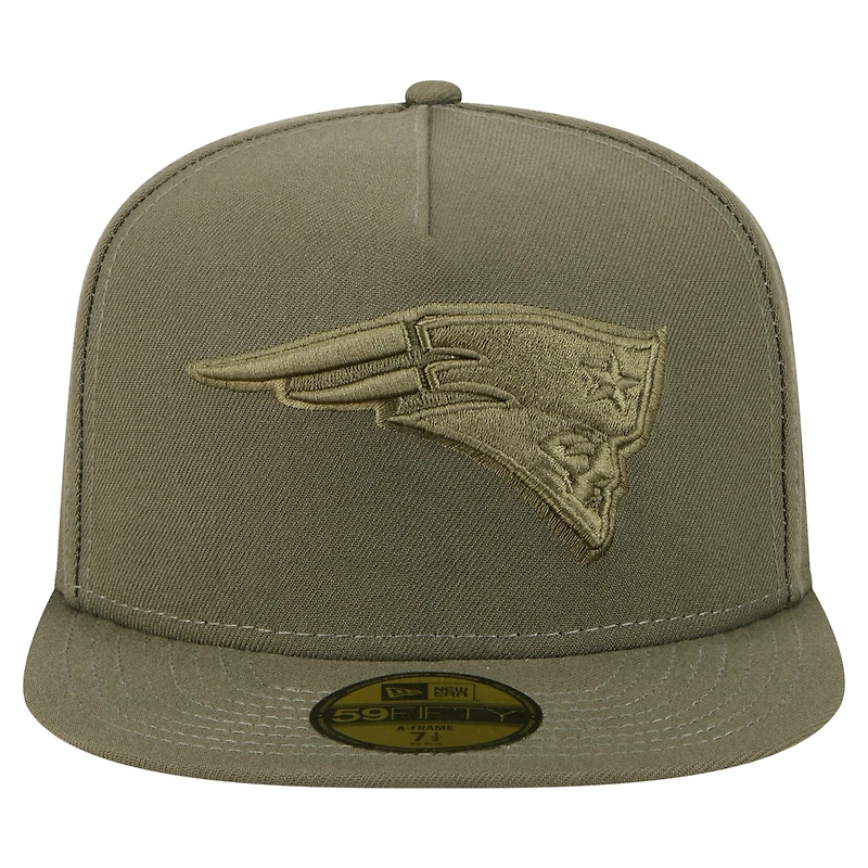 Casquette ajustée A-Frame 59FIFTY olive New England Patriots pour homme
