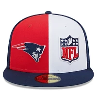 Casquette ajustée 59FIFTY Sideline des Patriots de la Nouvelle-Angleterre 2023 New Era pour homme, rouge/bleu marine