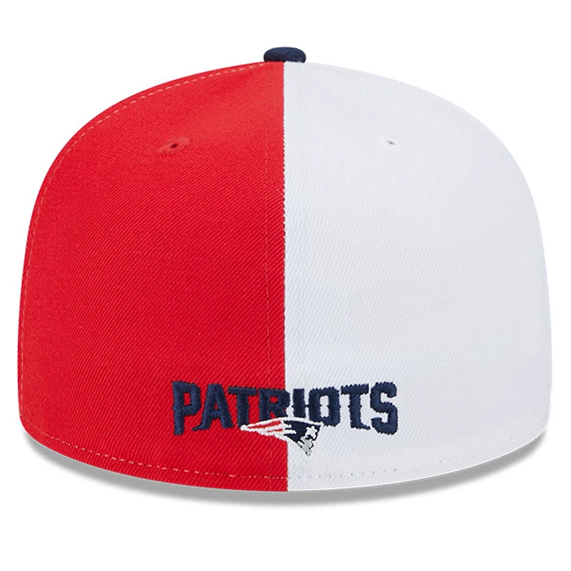 Casquette ajustée 59FIFTY Sideline des Patriots de la Nouvelle-Angleterre 2023 New Era pour homme, rouge/bleu marine