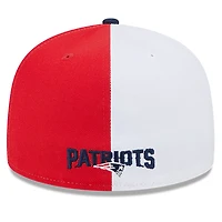Casquette ajustée 59FIFTY Sideline des Patriots de la Nouvelle-Angleterre 2023 New Era pour homme, rouge/bleu marine