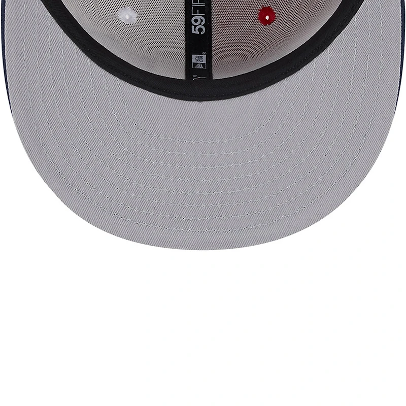 Casquette ajustée 59FIFTY Sideline des Patriots de la Nouvelle-Angleterre 2023 New Era pour homme, rouge/bleu marine