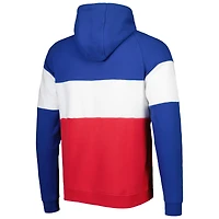 Men's New Era Red/Royal England Patriots Colorblock Throwback Pullover Hoodie