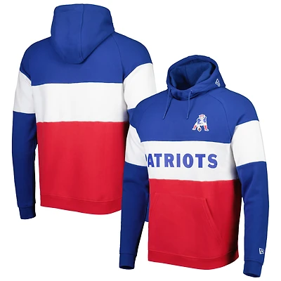 Chandail à capuchon pour homme New Era Red/Royal England Patriots Colorblock Throwback