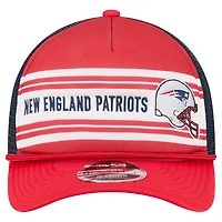 Casquette ajustable New Era rouge New England Patriots Linear A-Frame 9FORTY pour homme