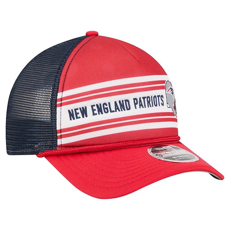 Casquette ajustable New Era rouge New England Patriots Linear A-Frame 9FORTY pour homme