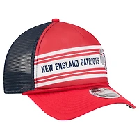 Casquette ajustable New Era rouge New England Patriots Linear A-Frame 9FORTY pour homme