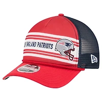 Casquette ajustable New Era rouge New England Patriots Linear A-Frame 9FORTY pour homme
