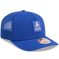 Men's New Era Royal New England Patriots 2025 Sideline Throwback 9SEVENTY Trucker Adjustable Hat