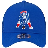 New Era Royal New England Patriots Throwback Logo A-Frame Trucker 9FORTY Casquette réglable pour homme