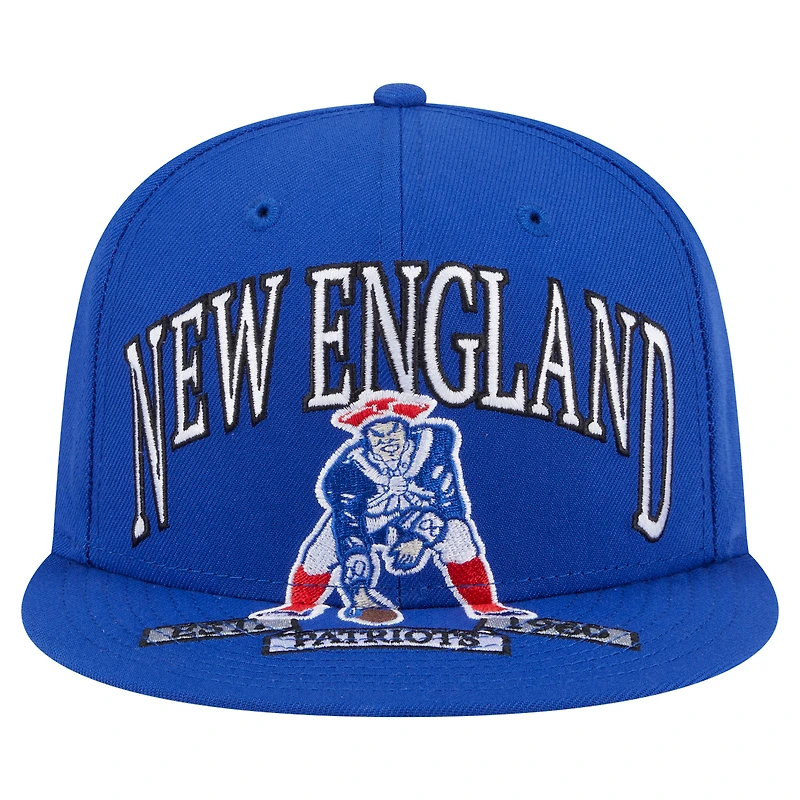 Casquette ajustée surdimensionnée New Era Royal England Patriots 59FIFTY pour homme