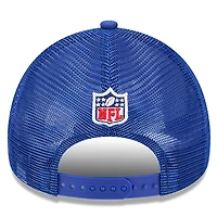 Casquette réglable de camionneur A-Frame New Era Stone/Royal New England Patriots 2024 NFL Sideline Historic 9FORTY pour hommes