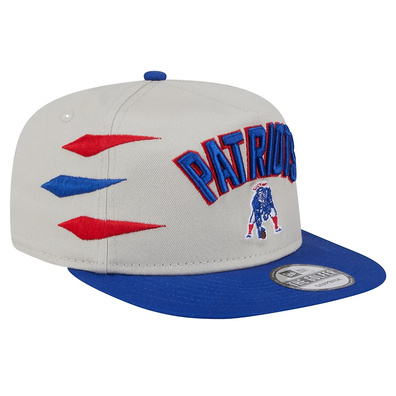 Casquette de golf athlétique à visière snapback New Era Stone/Royal New England Patriots pour homme