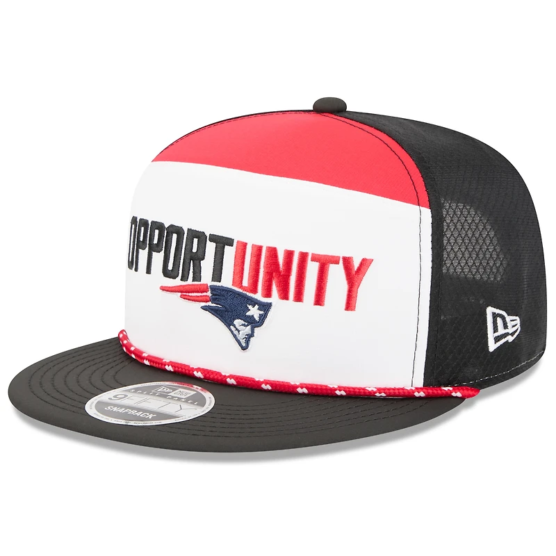 Men's New Era White/Black New England Patriots 2025 Inspire Change Split Panel 9FIFTY Snapback Hat