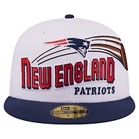 Men's New Era White/Navy England Patriots Retro Swoop 59FIFTY Fitted Hat