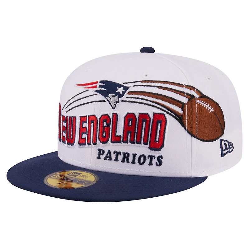 Men's New Era White/Navy England Patriots Retro Swoop 59FIFTY Fitted Hat