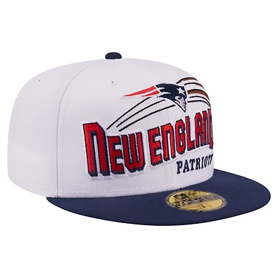 Men's New Era White/Navy England Patriots Retro Swoop 59FIFTY Fitted Hat