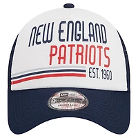 Casquette ajustable 9FORTY Stacked A-Frame Trucker New England Patriots New Era pour hommes, blanc/bleu marine