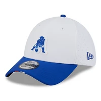 Men's New Era  White/Royal England Patriots 2025 NFL Training Camp Throwback Logo 39THIRTY Flex Hat